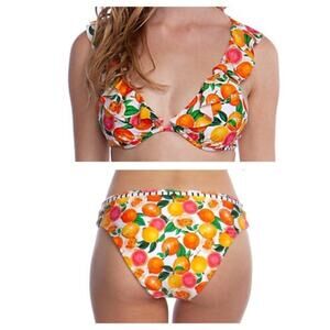 Nanette Lepore Tutti Frutti Ruffle Heartbreaker Swim Bikini Size 10